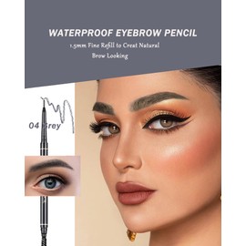 6 Pcs Waterproof Eyebrow Pencil Gray Set,Ultra Fine Professional Eyebrow Retractable Pencil Long Lasting Tinted Micro Brow Pen,Defines,Fills for Perfect&Tiny Brows Women Eye Makeup Gel Pencil-04