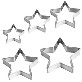 5 Pieces Star Cookie Cutter Set, Holiday Cookies Cutter Shapes for Homemaking Cookies Cookie Shaper Stainless Steel Biscuit Molds Bakeware Tools for Christmas, Graduation, Birthday Party