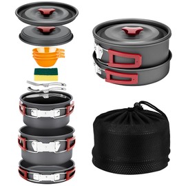 ALOCS 13pcs Camping Cookware, Portable Camping Pots and Pans Set, Camping Essentials Camping Cooking Set for Outdoor Cooking, Backpacking, Hiking and Picnic.