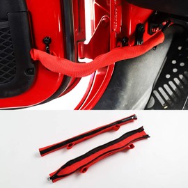 Savadicar - Correas limitadoras de puerta oscilante para Jeep Wrangler JK JKU 2/4 puertas 2/4, con arnés de protección de alambre, accesorios interiores, rojo
