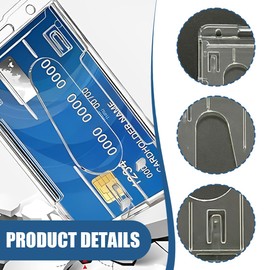 MEXRUMI ID Sleeves 2 Pack Heavy Duty ID Card Holder Key Chain Hard Plastic Transparent Card Protector Thumb Slot Card Holder School Office Supplies