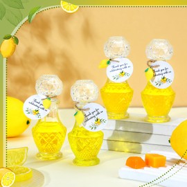 Chuangdi 57 Pcs Limoncello Glass Bottle Favors Include 1.7 oz Fill Your Own Empty Limoncello Bottles with Lids Mini Lemon Pendants Tags for Homemade Brewing Wedding Bridal Party Gifts(Elegant)