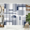Yeele Navy Blue Geometric Line Art Shower Curtain, Modern Abstract