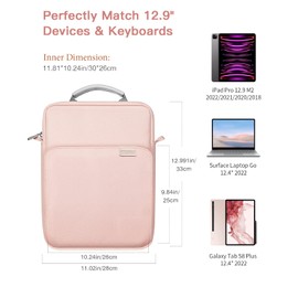 MoKo Tablet Case with Shoulder Strap & Handle, Multiple Compartments, pink
