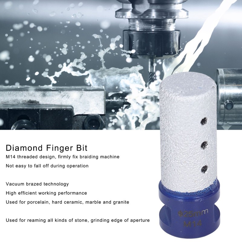 Diamond Finger Bit Vacuum Brazing Welding Milling Cutter M14 Thread