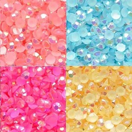 1600 Pcs Mix 4-Color AB Shine 14-Cut Jelly Style Flatback Rhinestones 3mm by Beading Station (Pink,Blue,Fushia,Champagne)