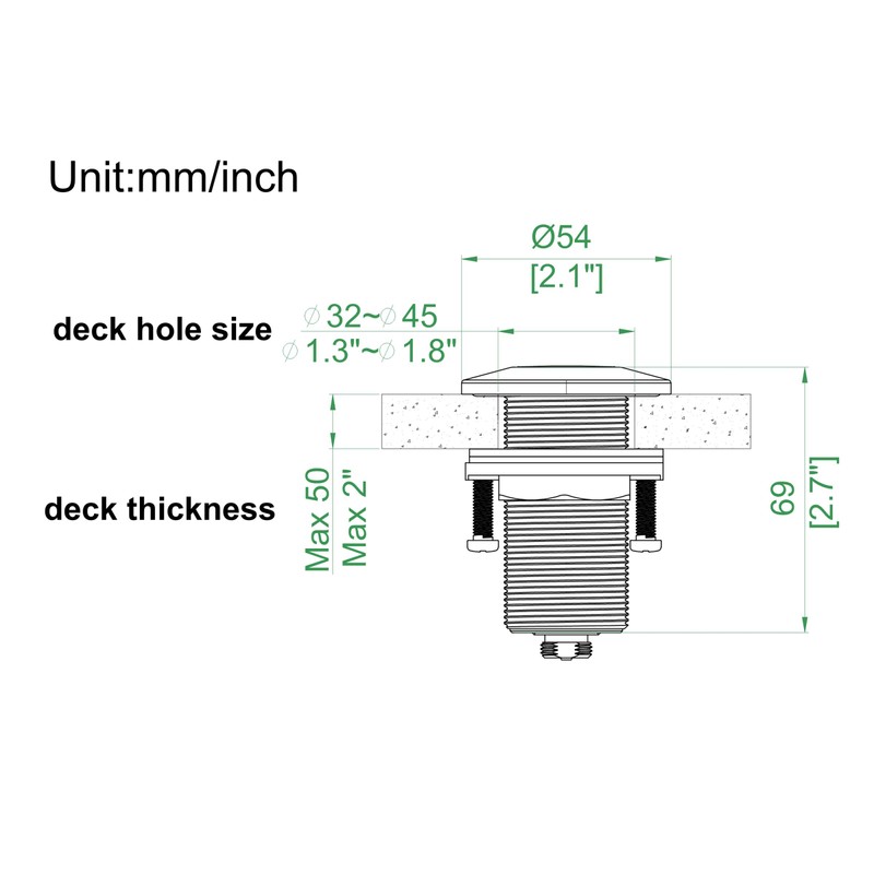 KANARY ALL Brass Air Switch Button for Sink Top Counter