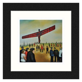 Greetingles Lowry-Style 12"/31cm Square Framed Print. Beautiful Black Ash Frame (Lowry, Angel Of The North)