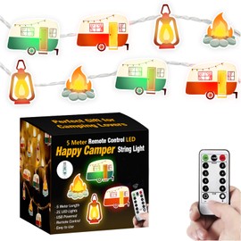 Camper String Lights RV Party Lights,16.5 ft USB Operated Lights 21 Led with Remote&Timer,Travel Trailer Party Lights Happy Camper Gifts for RV Awnings,Campsite Décor,Camping, Bedroom, Birthday Party