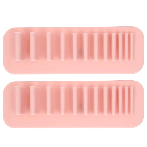 2-teiliges Silikon-Kosmetikbürsten-Trockengestell, an der Wand montierte selbstabsorbierende Zahnbürste Aufbewahrungsregal Organizer Make-up-Bürste oder Bürowerkzeughalter (pink)