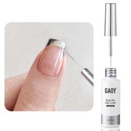 GAOY Metallic Silver Gel Nail Polish Art Liner, 8ml 3D Mirror Chrome Effect Color Nail Paint Design with Thin Brush, UV Light Cure for DIY Manicure at Home