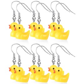 Yinkin 6 Pairs Rubber Duck Earrings Cute Ducky Earrings for Women Jewelry Gift Resin Dangle Drop Earring Cruise Earring