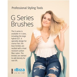 Ibiza Hair Round Boar Bristle Brush (G17-65mm) | Hybrid Boar & Carbon Fiber Nylon Bristles with Cork Handle | Ideal for Natural Waves & Big Sections | For Medium to Long Styles
