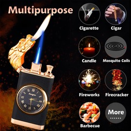 Torch Lighter, Gold Magic Dual Flame Lighter with Fashion Design, Creative Adjustable Flame Windproof Lighter, Cool Jet Flame Lighter Refillable Butane for Gifts Outdoor (Without Butane)-Cool B
