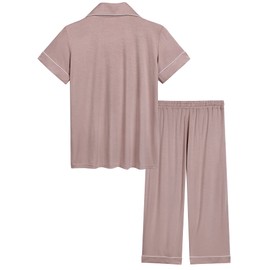 Joyaria Women Viscose Made from Bamboo Pajama Cooling Moisture Wicking Capri Ultra Soft Comfy Pjs Set Hot Flash (Blushing Pink, Medium)