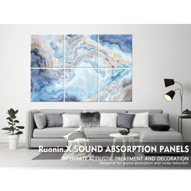 Ruonin.X 6 Pack Decorative Art Acoustic wall panels,Better Acoustic Treatment than foam, Premium Sound Absorbing and Soundproof wall panels for Recording studios and homes, 72"x48" inch—Flowing Colors