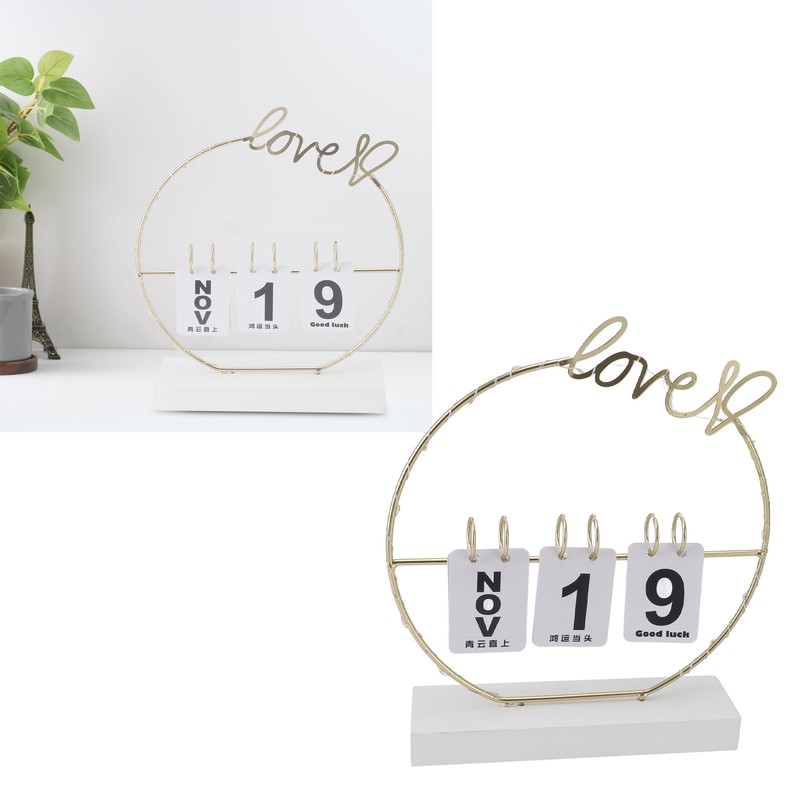 Metal Desk Calendar Modern Creative Tabletop Flip Calendar with LED