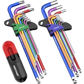 MAXPOWER Allen Wrenches Set, 18-piece Metric Ball End Hex Key Set & Torx Star Allen Keys, Long Arm Wrench with Extra T-Handle for Home Maintenance and DIY