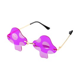 Jagowa Mushroom Shape Rimless Sunglasses Vintage Frameless Irregular Sunglasses Street Shoot Retro Party Glasses for Women Men(Dark Purple)
