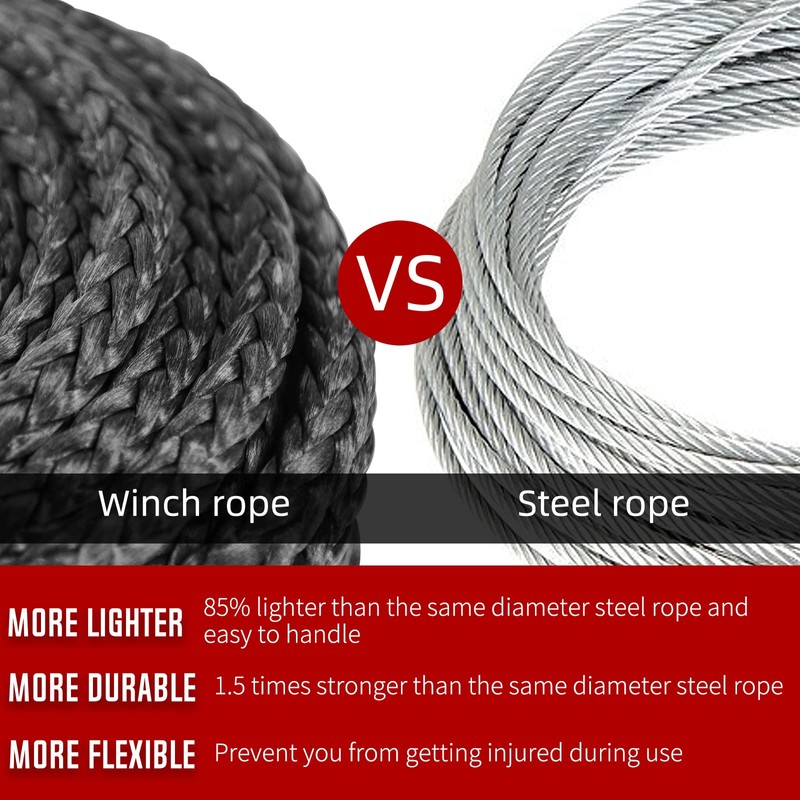 Synthetic Winch Rope 3/8" x 100'-23800 lbs Winch Line with