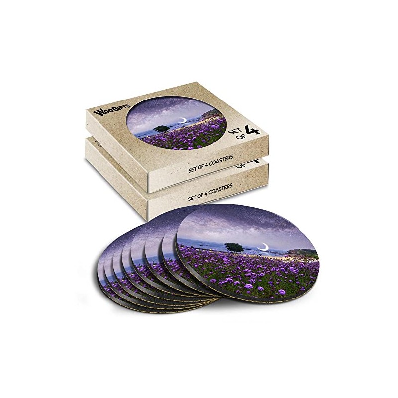 8 x Round Coasters - Milky Way Landscape Beach Cork