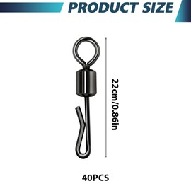 MIRKUZI Fishing Swivels 40 Pieces Fishing Swivels, Fishing Clips, Carp Fishing Clips, Fishing Swivels with Snaps, Q-shaped Quick Change Swivels, Fishing Connectors, Fishing Swivels, Quick Change