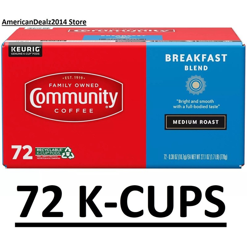 Community Coffee Single Serve Cups, Breakfast Blend Medium Roast 72