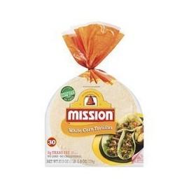 Mission White Corn Tortillas, Small Soft Taco Size, 30 Count, Gluten Free, Trans Fat Free