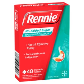 Rennie Spearmint Flavoured Chewable Tablet for Heartburn and Indigestion Symptoms 48 Tablets