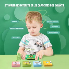 Talking Flashcards Children's Toy from 2 3 4 5 6 Years Educational Games for Autism Learning Toy French Learning for Children Preschool Children Gift for Boys Girls 2-4 Years 112 Sheets 224 Words