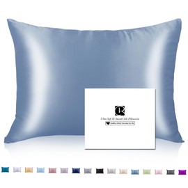 Silk Pillowcase for Hair and Skin with Hidden Zipper, Ravmix Both Sides Silk Pillow Case 50×66cm, 1PCS, Gift for Women Men, Dark Blue