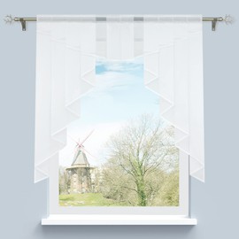 HongYa transparent, voile net curtain, drawstring, short curtain, kitchen, small window curtain