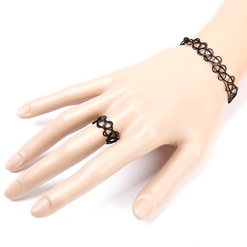 1/12 Sets Jewellery Sets Tattoo Choker Elastic Necklace Ring Bracelet