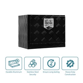 GESEXI 14 Inch Aluminum Underbody Tool Boxes, Waterproof Truck Tool Box with Barn Door, Suitable for Trucks and RVS, Trailers etc, Black(14"*12"*18").