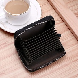 Credit Card Holder Purse with Zip Small and Short Format Wallet for Women Men Simple Casual Wallet (Black, One Size)