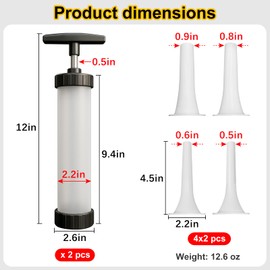 2 Set Sausage Stuffer, Plastic Meat Filler Funnel, Quick Meat Filling Tool, Hot Dog Stuffer with 4 Size Filling Tubes for Holiday Christmas Household Use Camping Outdoor BBQ