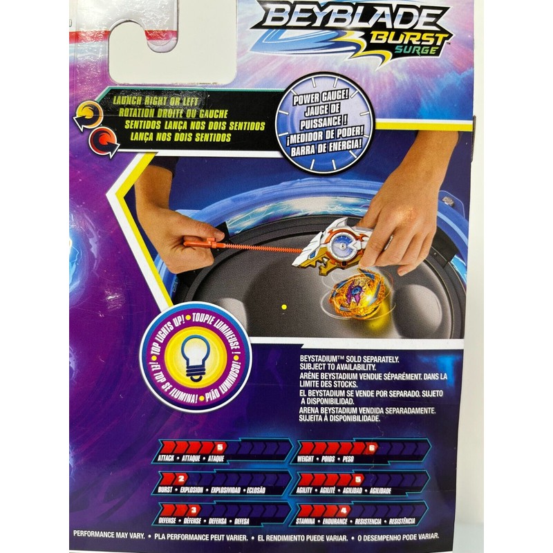 Beyblade Burst Surge White Gold Shark Launcher Light Up Rt