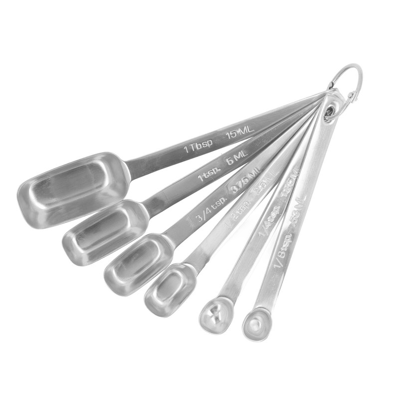 6PCS Rectangle Measuring Spoon Set Stainless Steel Accurate Clear Marking