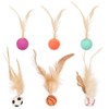 KAEGOUSY 6Pcs Cat Toy Balls with Feather Interactive Feather Toy