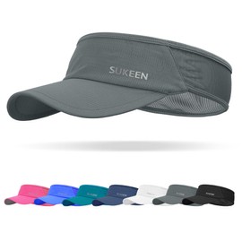 Sukeen - Visera deportiva para hombre y mujer, ligera, plegable, elástica, para correr, tenis, golf, Gris, Talla única