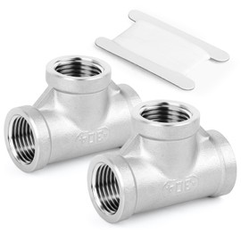 TAISHER 2 Pcs Stainless Steel Tee Pipe Fittings, 3/4" x 3/4" x 3/4" BSP Female Pipe Fittings, for Water Oill Air Gas