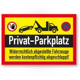 Komma Security Privatparkplatz – No Parking 30 x 20 cm Sign Prohibition Sign Parking Sign – Warning Cars Vehicles Warning Sign – Private Parking Free