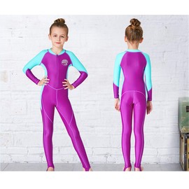 Youth Girls Boys One Piece Water Sports Sun Protection Rash Guard UPF 50+ Long Sleeves Full Suit Swimsuit Wetsuit Swimwear