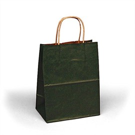 Paper Mart Green Kraft Handle Gift Bags | Quantity: 250 | Width: 8" Gusset - 4 3/4"