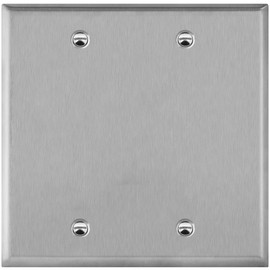 ENERLITES Blank Device Stainless Steel Wall Plate, Metal Corrosive Resistant Cover for Unused Outlets Light Switches Holes, Size 2-Gang 4.50" x 4.57", 7702, 430, UL Listed, Silver