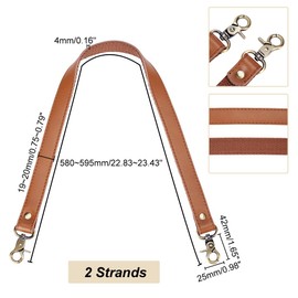 PH PandaHall 2 pcs 22" Brown Leather Purse Strap Replacement Handles Handbags Shoulder Bag Strap with Antique Bronze Swivel Lobster Buckles, 20mm Wide