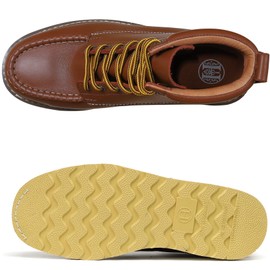 Men's Stylish Classic 6" Soft Moc Toe Leather Work Boot With Non-Slip Wedge Outsole & Goodyear Storm Welt (H84994D / 9.5)