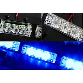 Q1-TECH, 36X LED Emergency Warning Strobe Lights Bar - Premium Quality Ultra Bright Blue or Red LED Emergency Warning Use Flashing Strobe Lights Bar for Windshield Dash Grille (Blue)