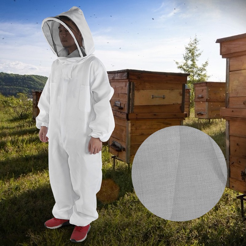 Professional Beekeeping Protective Full Body Jacket Smock Suit with Veil