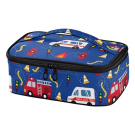 Cartoon Ambulance Car Firefighter Fire Truck Kids Lunch Bag Boys Girls Insulated Lunch Box Toddlers Reusable Cooler Women Men Thermal Meal for School Picnic Travel